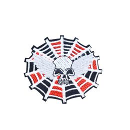 Spider Skull Motor Patches for Clothing Iron on Transfer Applique Patch for Jacket Jeans DIY Sew on Embroidered Badge 1pcs