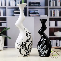 black and white couple vase Modern stylish ceramic vase !,crafts ornaments , home decoration, furnishing , creative,abstract