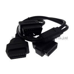 2 pin extension cord UK - 16 Pin OBD2 male to 2 X female adapter extension cord cable for Auto double OBD2 Device ,2*50cm OBD cable,Automobile diagnosis