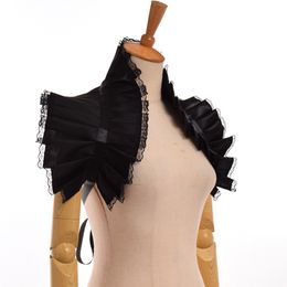 -Mujeres victorianas retro con volantes cuello Cosplay accesorio hombro abrigo borgoña / azul / negro regalos del partido envío rápido