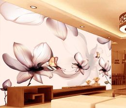 Custom any size Lily modern minimalist TV wall mural 3d wallpaper 3d wall papers for tv backdrop