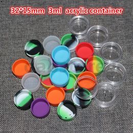 2016wholesale 3ml acrylic wax containers silicone jar dab wax containers , silicone dab jar glass oil containers with the free shipping