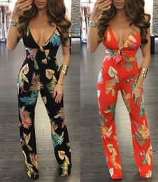 Wholesale- Perspective style rompers women jumpsuit full length v neck overalls for women bodysuit club wear 5302