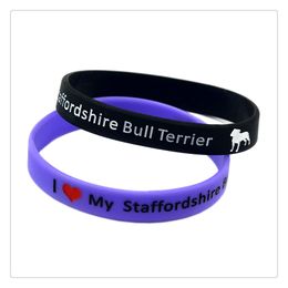 100PCS I Love My Staffordshire Bull Terrier Silicone Bracelet A Great Way To Show Your Support