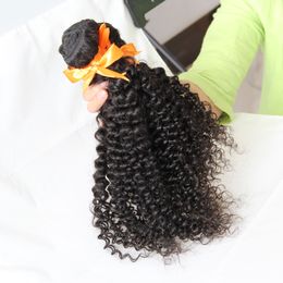 100% Human Hair Weave Bundles Natural Color Hair Weaving 3 bundles kinky curly human hair bundles ,No shedding,tangle free