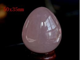 20pcs/lot Fast Shipping 50X35mm Drilled Natural Rose Quartz Jade Egg Kegel Exercise Yoni Eggs For Women Health Care With pouch