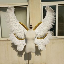 Украшение вечеринки высококачественная чистая ручная ручная ручная ручная работа крупные крылья белых ангелов взрослые