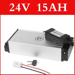 24V 15AH lithium battery aluminum alloy Rear rack electric bike battery 29.4V lithium ion battery pack + charger + BMS