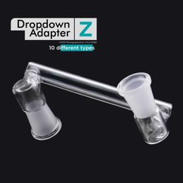 Hookahs Glass Drop Down Adapters Bubbler Water Pipes With 10 Styles 10mm 14mm 18mm Male Female Joint