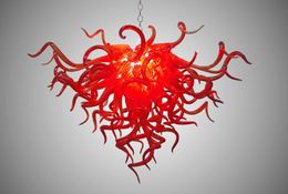 Pendant Lamps Decorative Red Chandeliers Lights Restaurant Design Style Hand Blown Glass LED Small Dining Lamp Chandelier