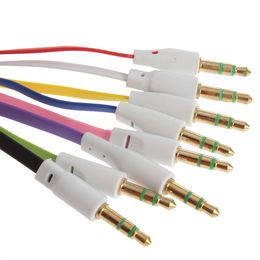 Wholesale 500pc/lot Car aux audio cable flat noodles audio cable 3.5mm audio for decrustation