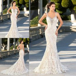 Vintage South African Mermaid Long Wedding Dress Sexy Crystals Lace Applique Bridal Gown Plus Size Custom Made Vestido De Noiva Longo