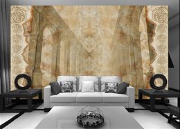European Romantic Marble Roman Pole TV Wall Background Wall Painting
