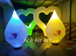 Nice Fabric Made Inflatable Stage Decoration LED Drop Model With Logo For Event