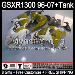 8gift golden flames For SUZUKI Hayabusa GSXR1300 96 97 98 99 00 01 13MY48 GSXR 1300 GSX-R1300 GSX R1300 02 03 04 05 06 07 TOP black Fairing