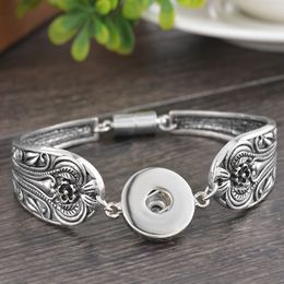 Wholesale-Bracelet Jewellery 3*1PC Snap Bracelet Fit Snap Button Carve Flower Magnetic Tube Bar Clasp Bracelet Bangle 18-23cm