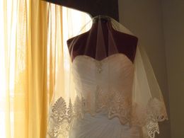 New Arrival one layer White ivory wedding veil lace edge Cathedral Lehgth without comb Bridal veil