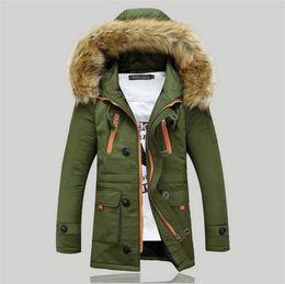 Wholesale- 2015 New Winter Mens Parka Abbigliamento Thicking Men Jacket Coat con cappuccio in pelliccia Giacche di alta qualità Uomo plus size Vestidos vendita calda