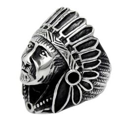 European and American retro punk Indian chief index finger ring influx of people of non-mainstream men and women of titanium steel rings