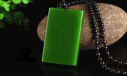 Jade amulet rectangular safe brand manual sculpture. Lucky pendant necklace