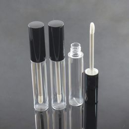 10ml empty lip gloss bottle lip oil container, lipgloss vial,empty round lip gloss tube packing with black silver cap F20171167