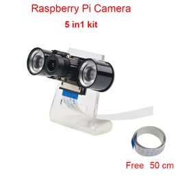 Freeshipping Raspberry Pi Camera RPI Focal Adjustable Night Version Camera + Acrylic Holder + IR Light + FFC Cable for Raspberry Pi 2 / 3