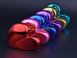 100pcs/lot Fast Shipping Heart Shaped Glass Perfume Bottles with Spray Refillable Empty Atomizer 6COLORS for Women