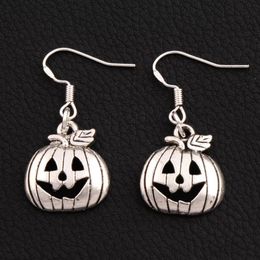 Halloween Pumpkins Earrings 925 Silver Fish Ear Hook 30pairs/lot Antique Silver Chandelier E1098 36.1x15.9mm