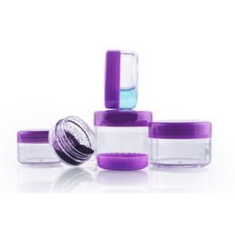 -100 teile / los 10g Durchsichtigen Kunststoff Leere Creme Jar Box mit Lila Caps Kosmetik Lidschatten Verpackung Container Großhandel PJ14