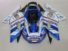 Motorcycle fairing kit for Yamaha YZR R6 98 99 00 01 02 white blue fairings set YZFR6 1998-2002 HT05