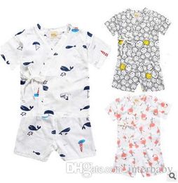 Ins Kids Pyjamas Baby Summer Nightsuits T-shirt Pants Short Sleeve Tops Shorts Kids Fruit Sleepwear Cartoon Sleepsuits Fashion Payamas K59