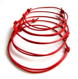 100pcs/lot Fashion Jewelry Handmade Red Leather String Cord Lucky Bracelets Bangles Woman Men Adjustable Bracelet