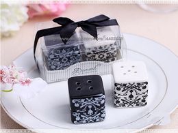 30sets Ceramic Salt and Pepper Shaker Shakers Black And White Damask Wedding Party Gift Favours Free Shipping