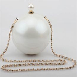 Wholesale-2016 Hot Fashion Pearl Party Globe Evening Bag Day Clutch Ladies Mini Handbag Chain Cross Body Shoulder Bag Purse Bolso