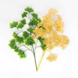 24 pcs White Ginkgo Artificial Tree Leaf Silk Leaves Branch For Wedding stage background Home Office Hotel Decoration