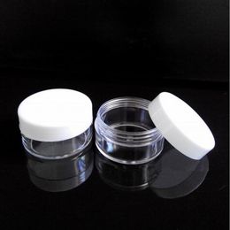 10g Empty Small Plastic Jars Bottles Cosmetic Jar Pot Box With White Lid PS Sample Cream Cosmetic Containers Packaging F2017357