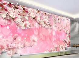 Custom any size Romantic pink background wall wallpaper for walls 3 d for living room
