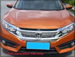 High quality ABS chrome car grill decoration bright trim strip for Honda CIVIC 2016
