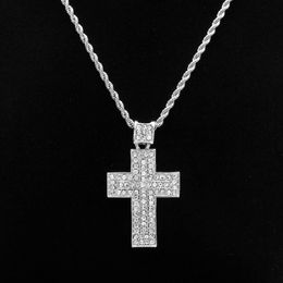 HipHop Jewellery 18K Gold Silver Plated Bling Bling Cross Pendant Men Necklace Gold Filled For Gift/Present Christian