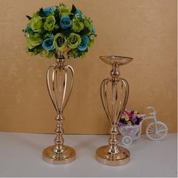 Classic Metal Golden Candle Holders Wedding Table Candelabra Home Party Centrepiece Flower Rack Crown pattern Vase Decor 3 Size