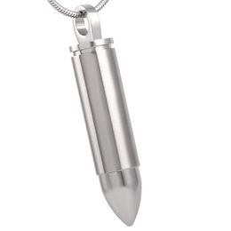 IJD2436 Plain Bullet Stainless Steel Cremation Pendant Necklace Loop Top Funeral Casket Ashes Keepsake Urn Necklace