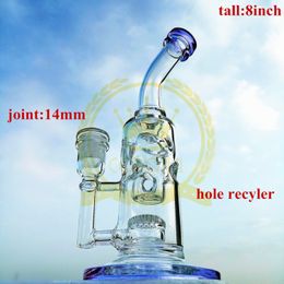 factorys R8 bongs recycler glass water pipe Colour bong 8" size with 14.5mm joint oil rigs beaker ash catcher