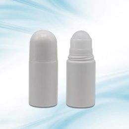 50ml White Plastic roll on deodorant bottles with Big Roller Ball - Free Shipping - Ideal for Deodorant and Cosmetics - F2017319