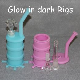 hot sale glow in dark silicon rigs waterpipe silicone hookah bongs silicon dab rigs cool shape 5ml silicone container free shipping dhl