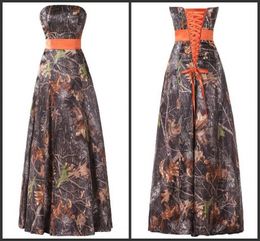 Camo Dresses For Bridesmaid Elegant Strapless Neck Lace Up Back Sleeveless High Quality Formal Wear Floor Length A Line Formal Dresses