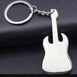 Keychains & Lanyards Musical Instrument Key ring Enamel guitar keychain holders Bag hangs Charms fashion Jewellery Accessories Drop ship 240238 I7WD