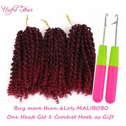 MALIBOB crochet braids hair extensions 6lots for one head get gift one hook mali bob 8INCH MARLYBOB KINKY CURLY HAIR SYNTHETIC BARIDING