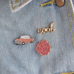 New Fashion Jewelry Brooch Enamel Pins Collar Badge Red Car Flower Cool Design Factory Wholesale