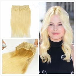 Hair Extension #613 Beach Blonde Peruvian Remy Human Hair 120g One Piece With Adjustable Fish Line