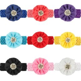 Baby Flower Headband Infants Chiffon Flowers Hair Accessories Pearl Rhinestones Headbands for Girls Toddler Boutique Hairbands